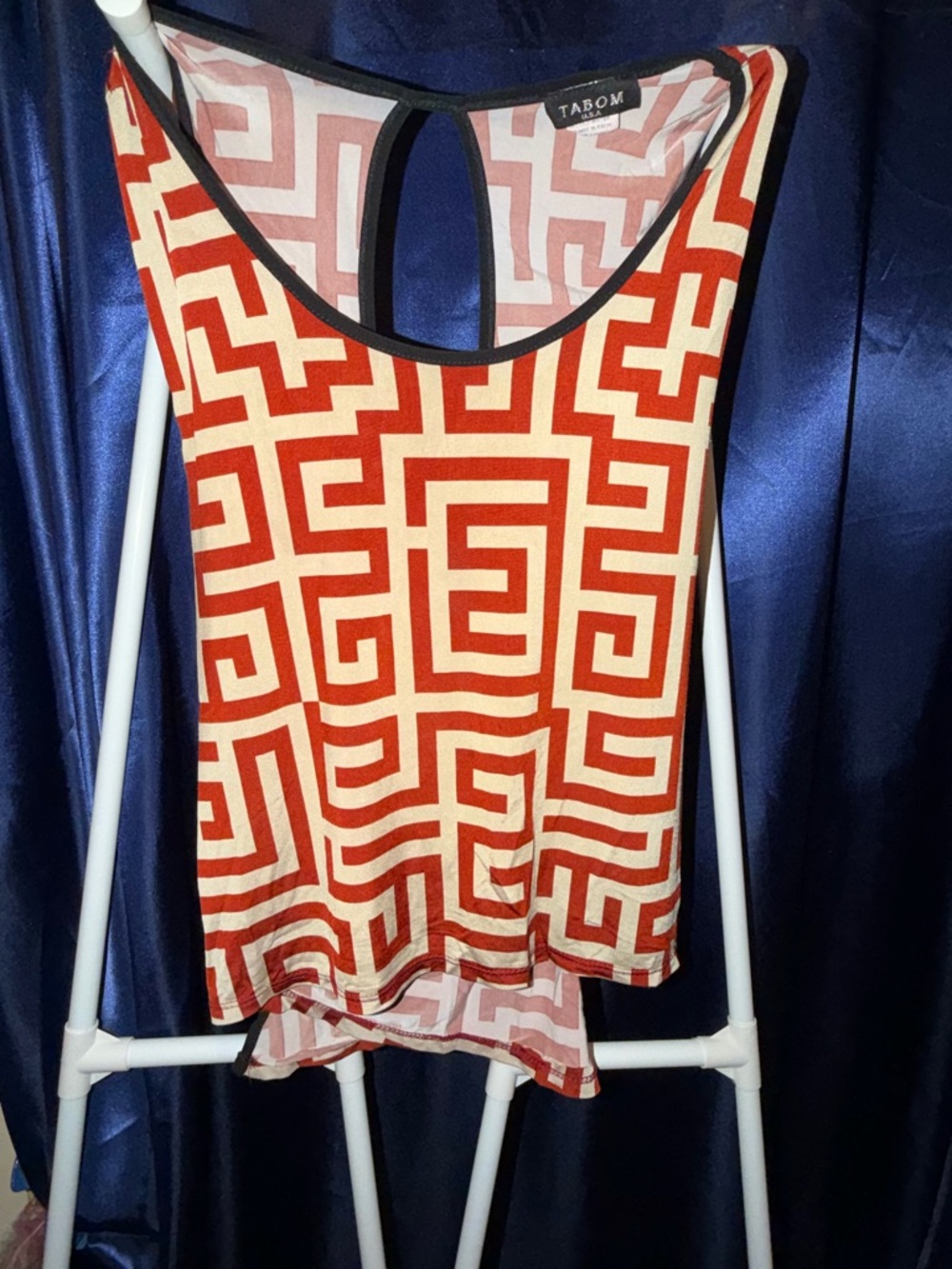 Tabom Red & Cream Geometric Racerback Tank Top